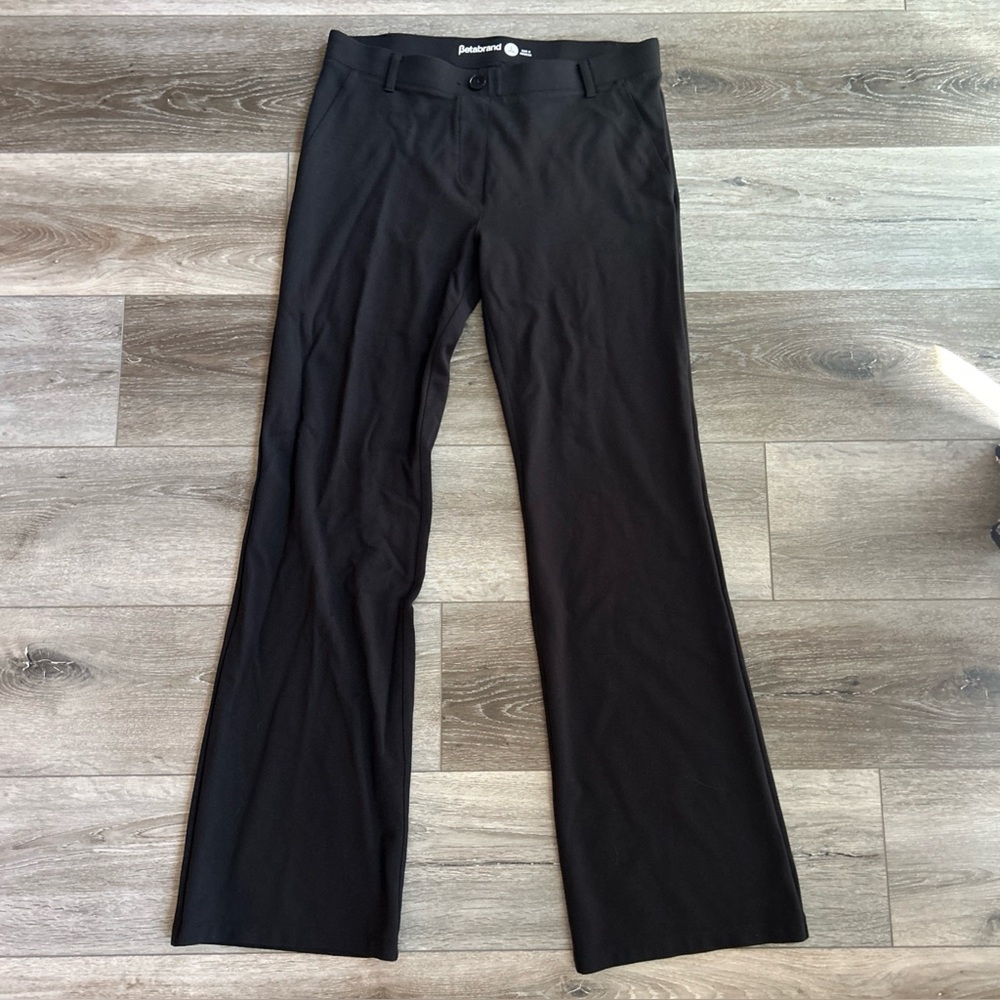 Betabrand Pants Womens Size Large Long Black Pull On Stretch Mid Rise Casual